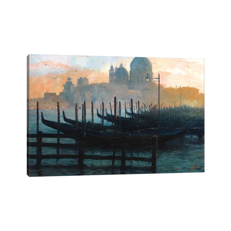 Venice, Italy - Sunset Gondolas II by Christopher Clark - Floater Frame Print on Canvas, 66.04 cm H x 45.72 cm W x 1.91 cm D