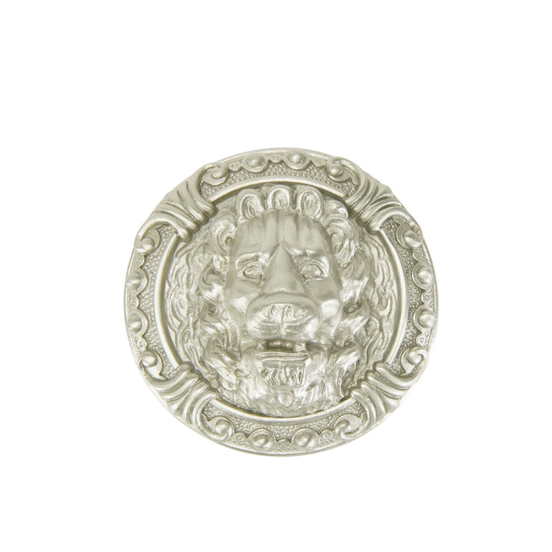 LION IN WINTER KNOB; ANTIQUE NICKEL, Satin Nickel