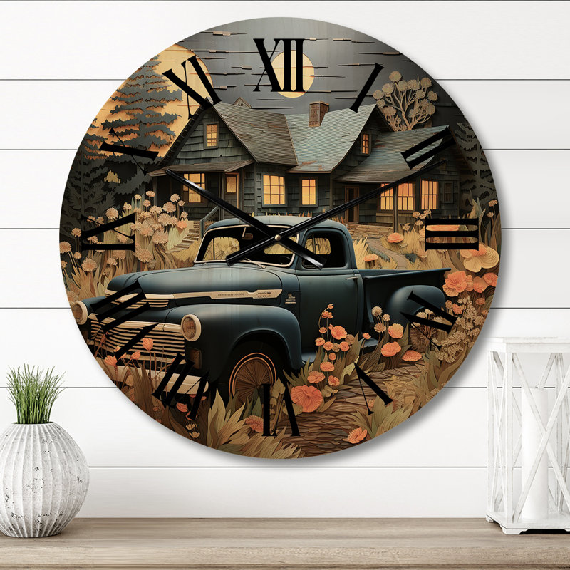 Horloge murale en bois massif Rockmart, Moyenne