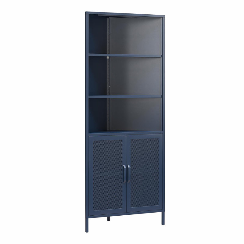 Channing Corner Storage Cabinet with 2 Doors, Navy Blue
