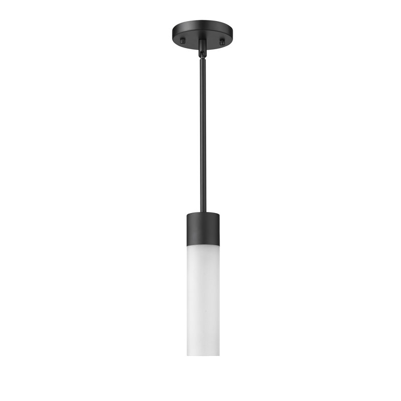 Luminaire suspendu cylindrique à 1 lumière Lamere, Noir mat