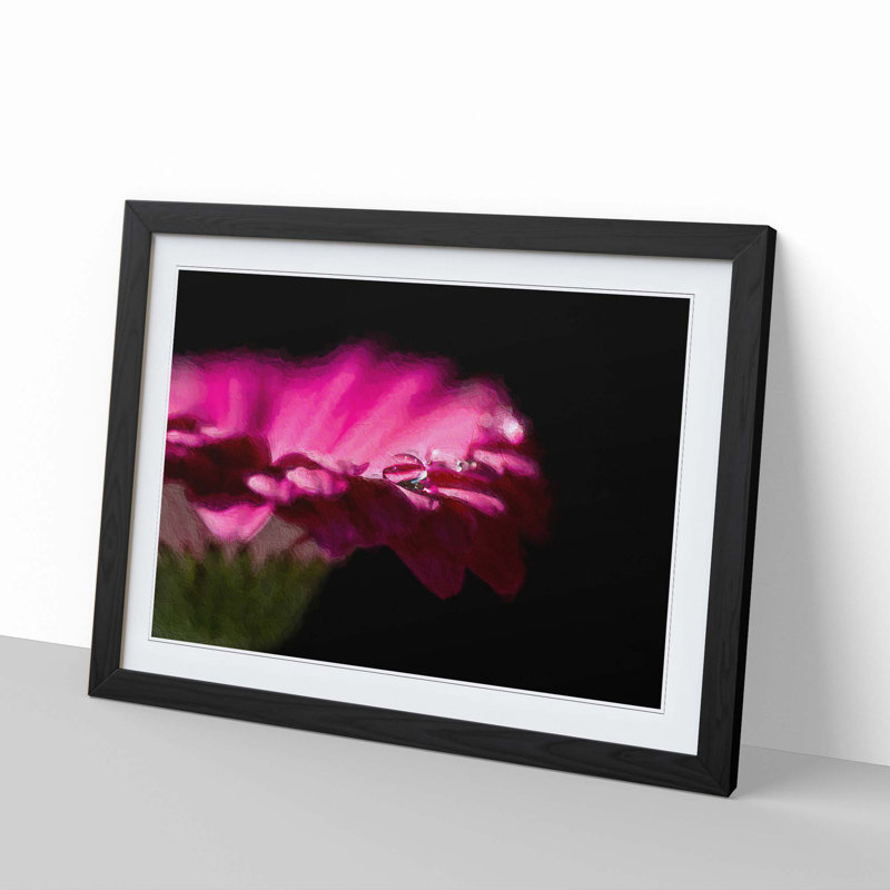 Pink Gerbera Flower - Picture Frame Painting Print, 27cm H x 36cm W x 2cm D, Black Framed