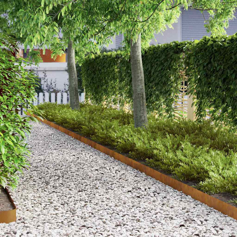 10cm H x 450cm W Weathering Steel Lawn Edging