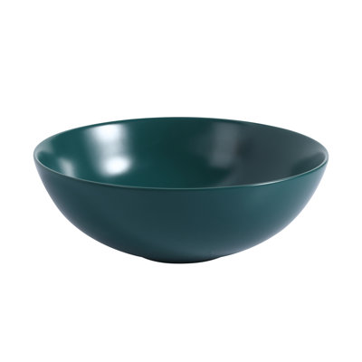 Manthana Ceramic Countertop Art Wash Basin, Vessel Sink(matt Green Black) -  Hokku Designs, 8BC3F8FDF96340A2B247F97BF87B7441