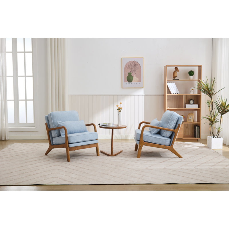 Holdyn Upholstered Armchair, Light Blue Polyester