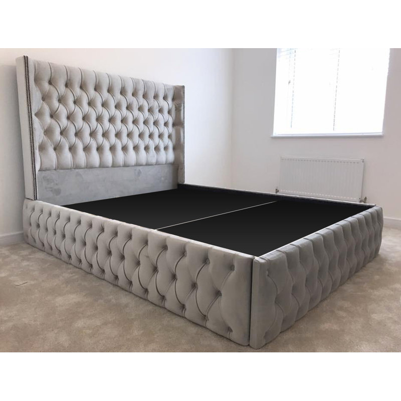Upholstered Bed, Double (4'6), Silver Plush