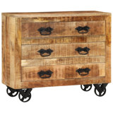 Millwood Pines Sideboard With 3 Drawers Solid Rough Wood Mango