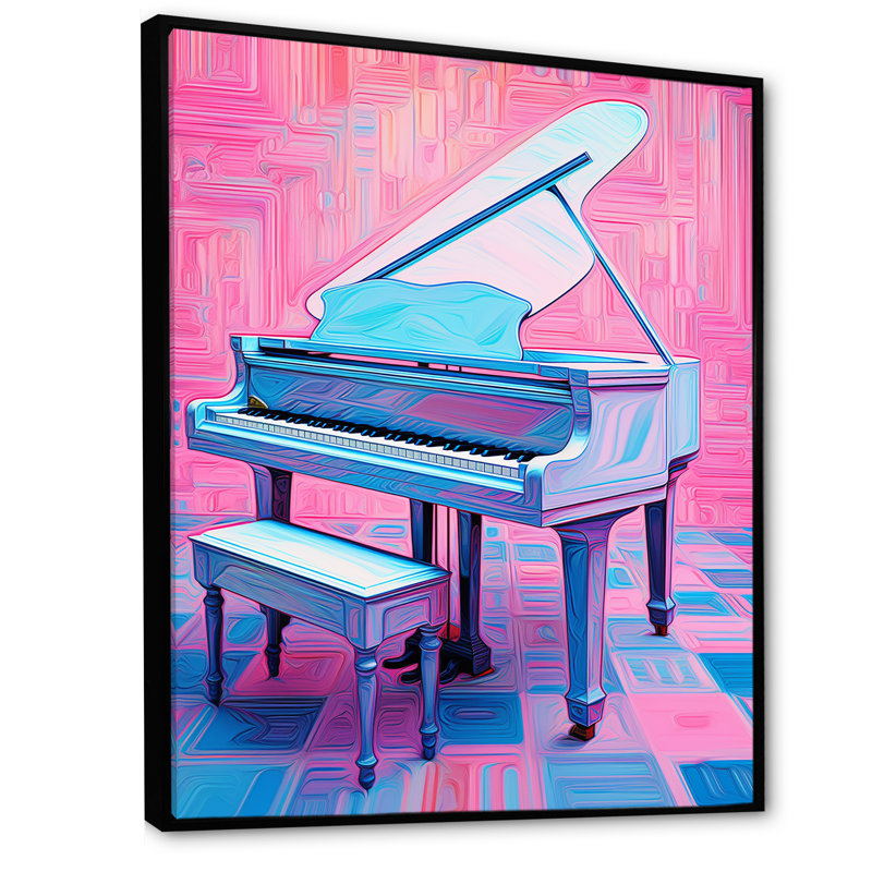 Piano, réverbération rétro I, Cadre flottant noir, 40" H x 30" W