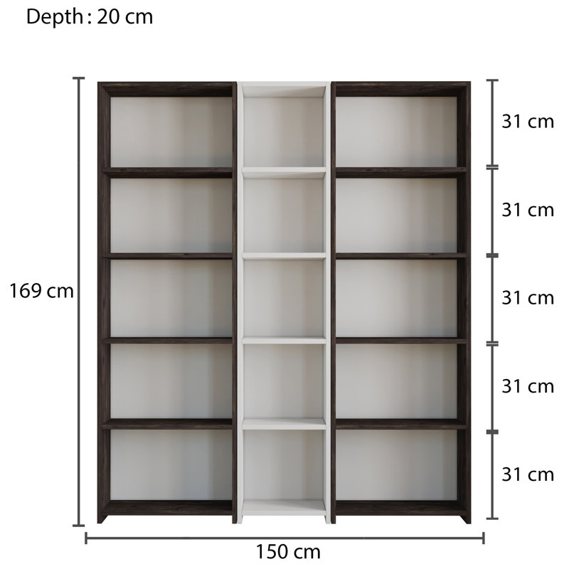 Bibliothèque Bulluck H 66,54 "x l 59,06", Noir / blanc