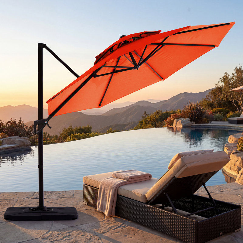 Parasol en porte-à-faux Pulk, Purée de citrouille, L 120 po x P 120 po