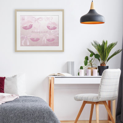 Dreaming In Pink Framed Print Under Glass, design by Kim Allen