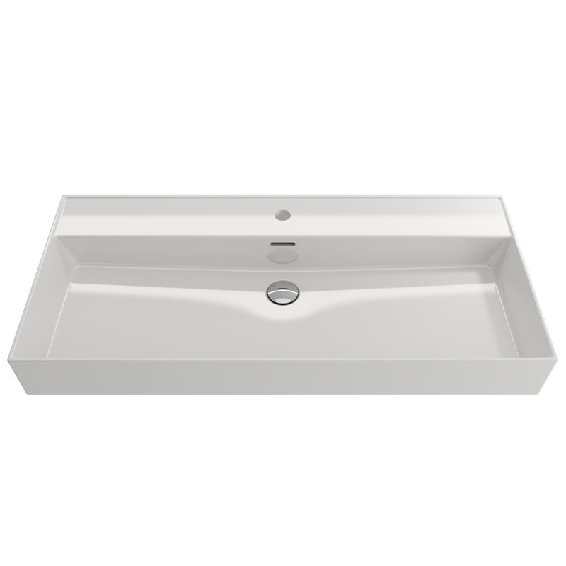 Lavabo de salle de bain rectangulaire double en argile réfractaire 18,3 po BOCCHI Milano, Blanc, Blanc