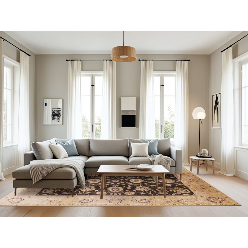 Tapis oriental brun clair / noir Poul, Rectangle 8 pi x 10 pi