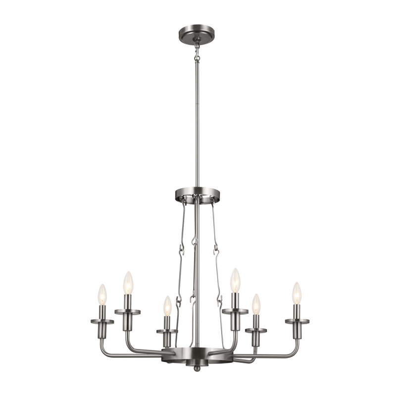 Vetivene 6 - Light Dimmable Classic / Traditional Chandelier, Classic Pewter