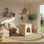 Abri intérieur en bois massif 53 po x 51,6 po x 60 cm pour maison pour petits chats et chiens Lumicear