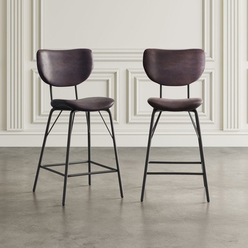 Dawlish Upholstered Counter Stool with Metal Frame, Dark Brown