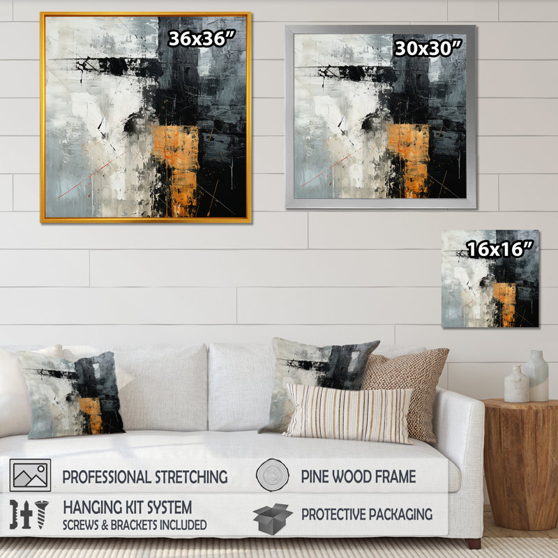 Illustration lunaire noire et blanche I, Cadre simple noir, H 24 po x l 24 po x P 1 po