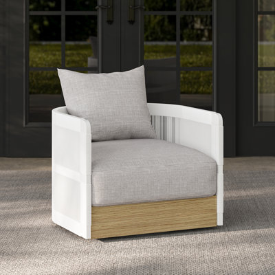 Fauteuil pivotant en aluminium et acacia Kielah