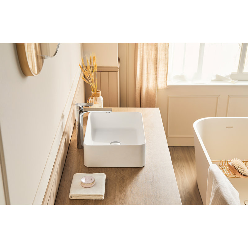 20" X 14" Solid Surface Vessel Bathroom Sink Matte White - Modern And Sleek Design For Bathrooms