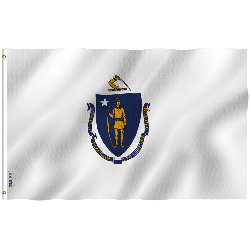 Drapeau de maison en polyester 36 po x 60 po Massachusetts State