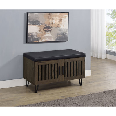 Banc de rangement en chêne fumé 2 portes Clackamas