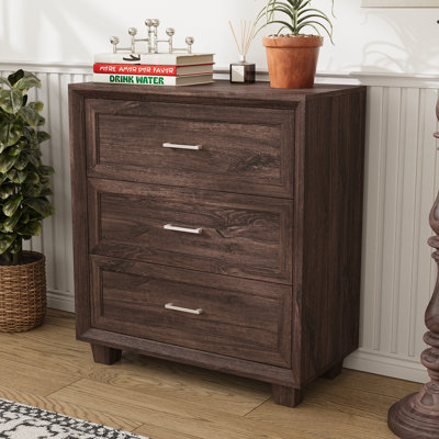34.4" H 3-Drawer Dresser With Solid Wood Feet by George Oliver