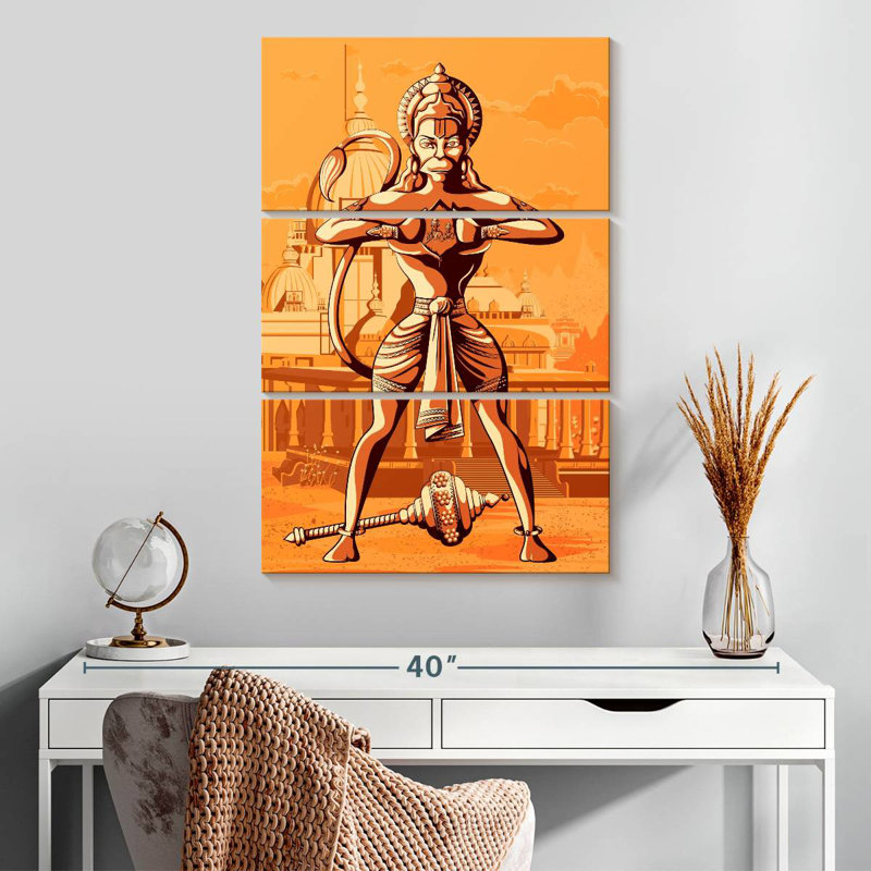 Adella Rama et Sita dans le dieu Hanuman, H 32 po x l 20 po