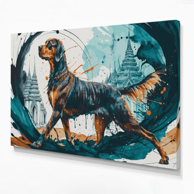 Dogs Thai Ridgeback Blue Canvas Wall Art
