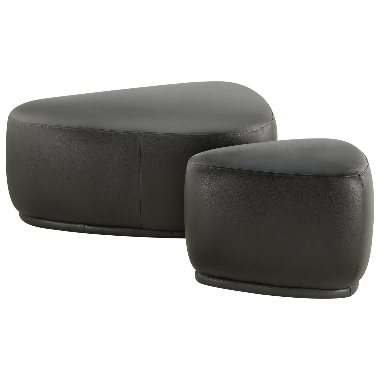 Adna 26" Genuine Leather Ottoman, Impression Dark Gray Top Grain Leather