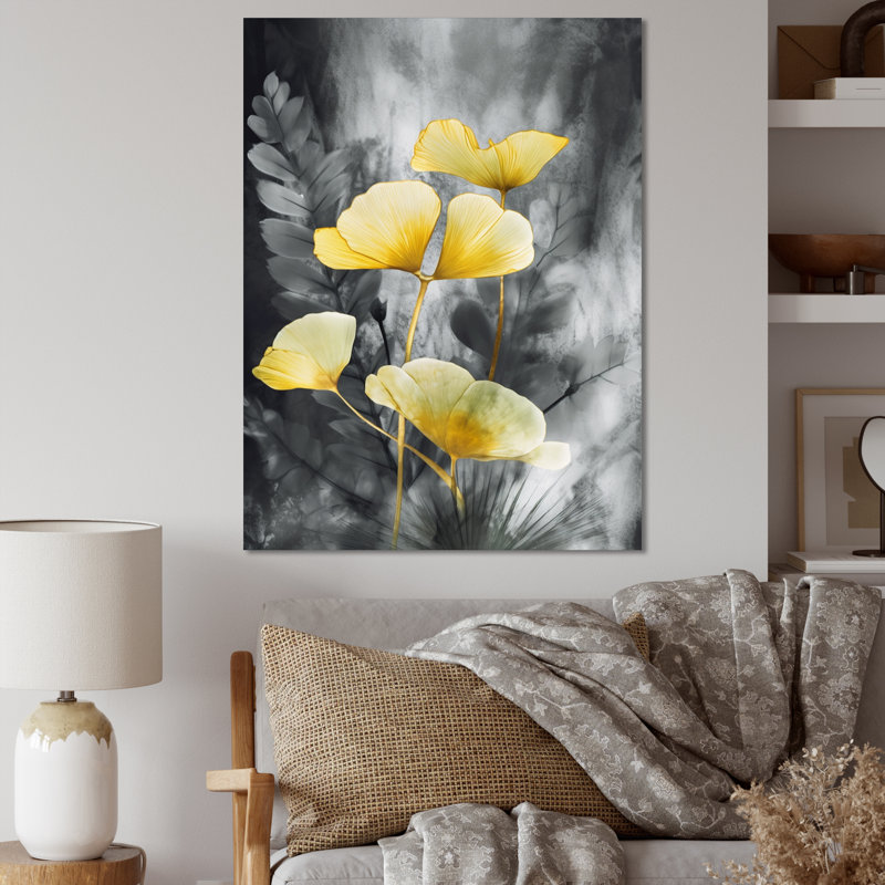 Palmier tropical, œuvre d'art ginkgo V sur toile, H 32 po x l 24 po x P 1 po, Toile tendue