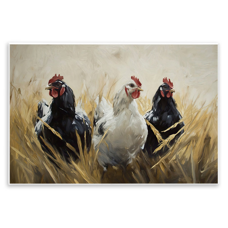 Chickens In Wheat Field, plaque murale, design par Tina LeCour, H 10 po x l 15 po
