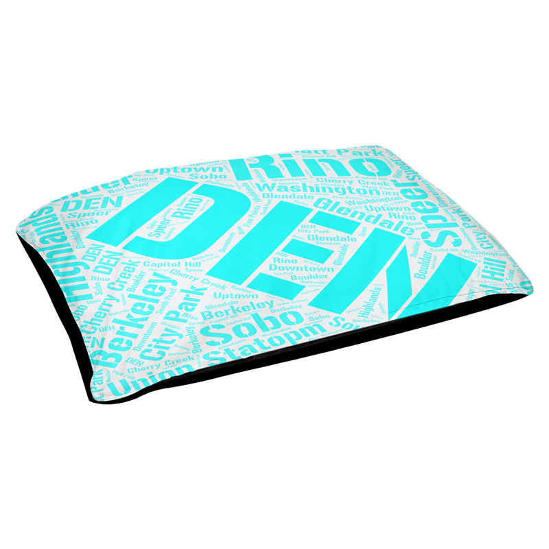 Coussin de chien « districts », Moyen (H 9,5 po x l 28 po x P 18 po), Cyan, Denver