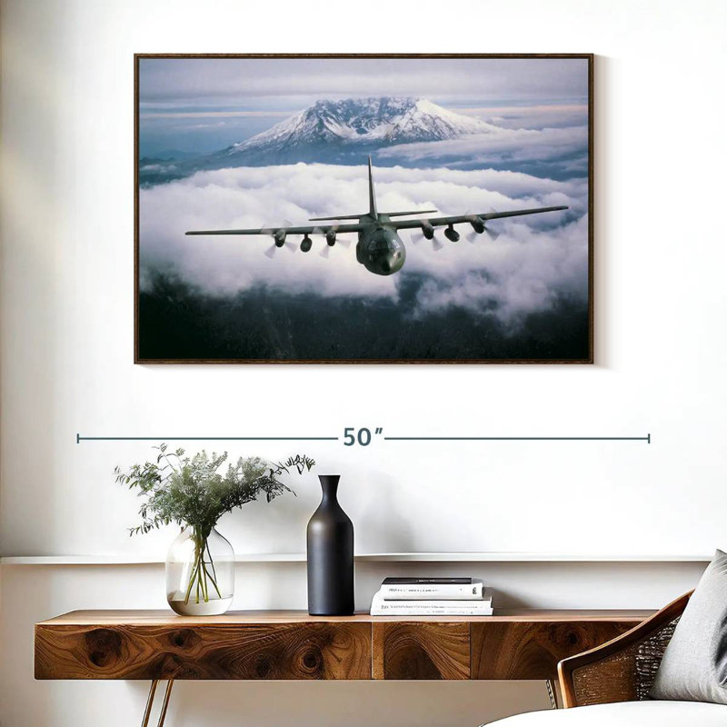 Avion militaire, Cadre flottant en noyer, 40 po x 27 po