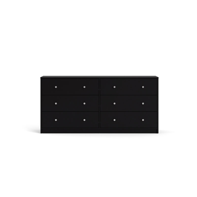6 Drawer Double Dresser by Portland, Black