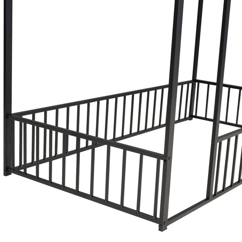 Florinka Loft Bed with Drawers,Desk,and Wardrobe, Black, Twin