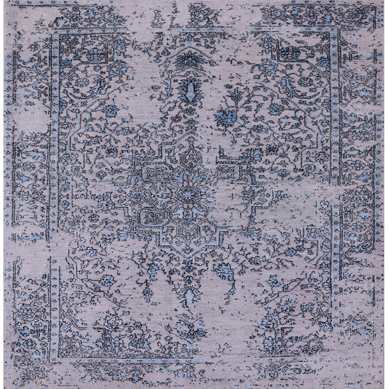 Tapis oriental bleu / noir Halcourt, Carré 3 pi