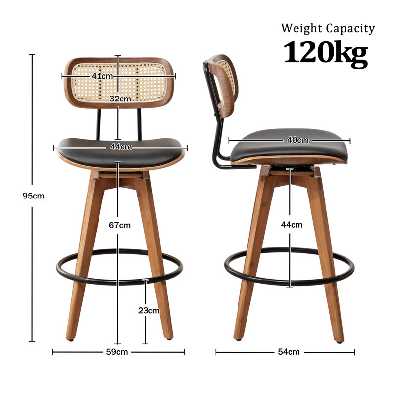 Sirine 66.8cm Swivel Bar Stool, Black