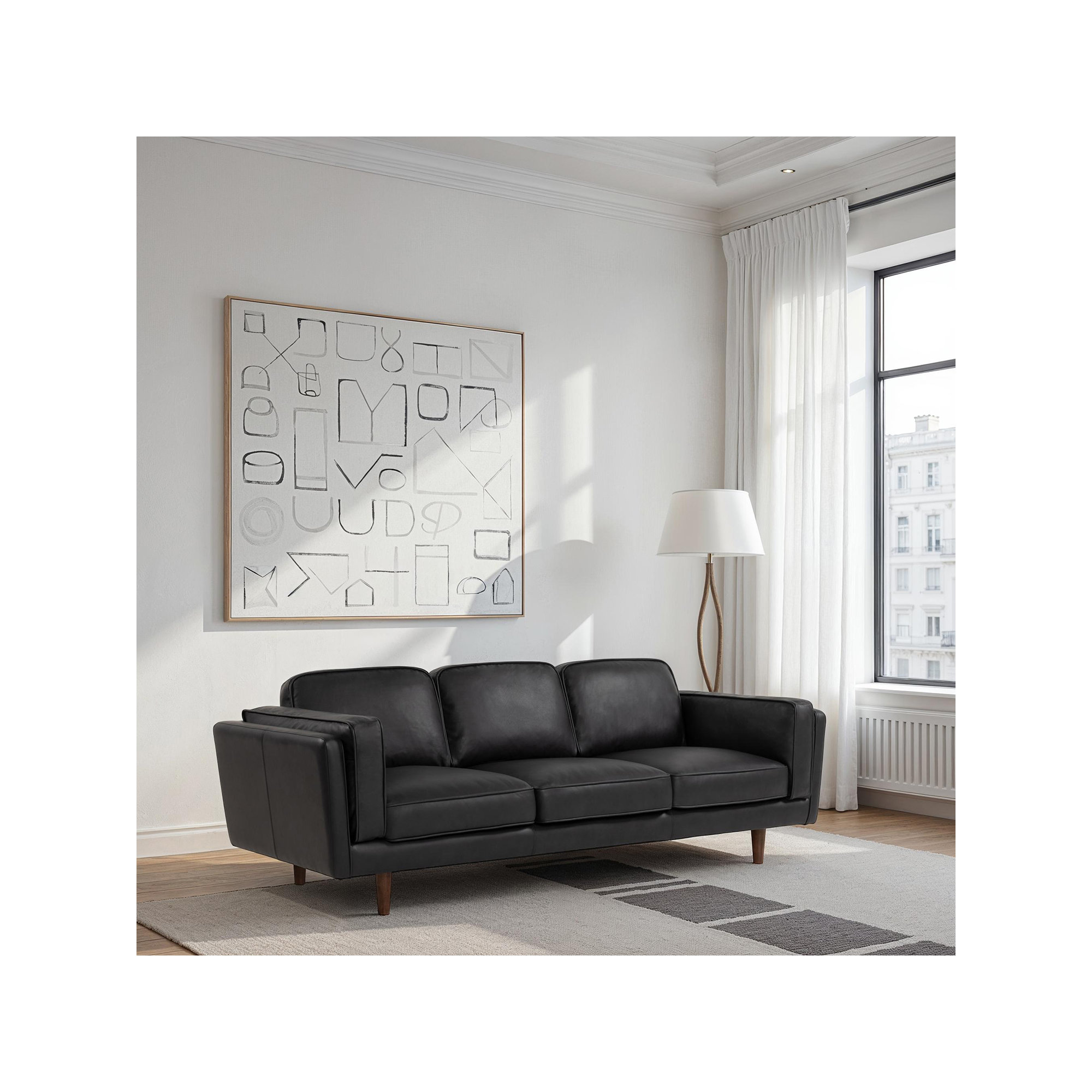 Noria 90 Inch Sofa - Dark Brown, Black