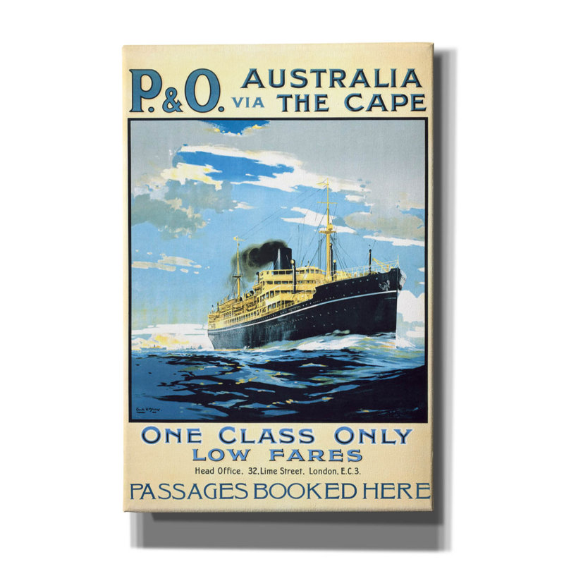 " P. O. Australia Via The Cape " by Vintage Posters, 18" H x 12" W x 0.75" D