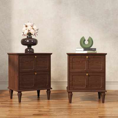 Mid-Century Modern Nightstand with Draws（set of 2）