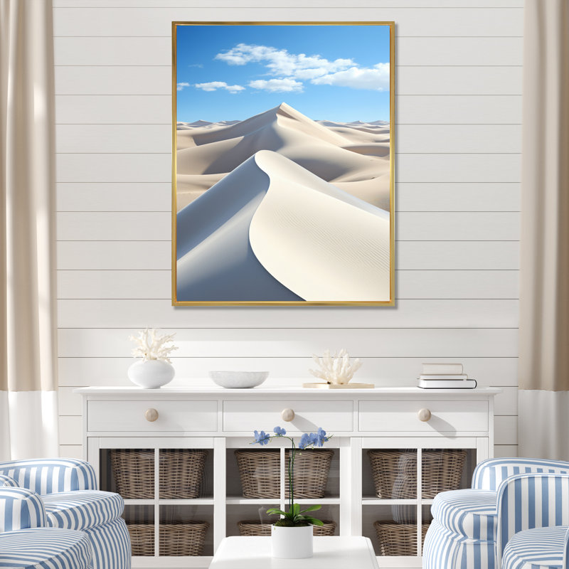 Impression sur toile Coastal Wind Dunes I - Paysage et nature, H 44 po x l 34 po x P 1,5 po, Cadre flottant doré
