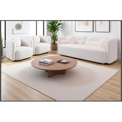 2 + 1 + 1, canapé de luxe moderne pour le salon, canapé rembourré blanc Boucle pour bureau à domicile