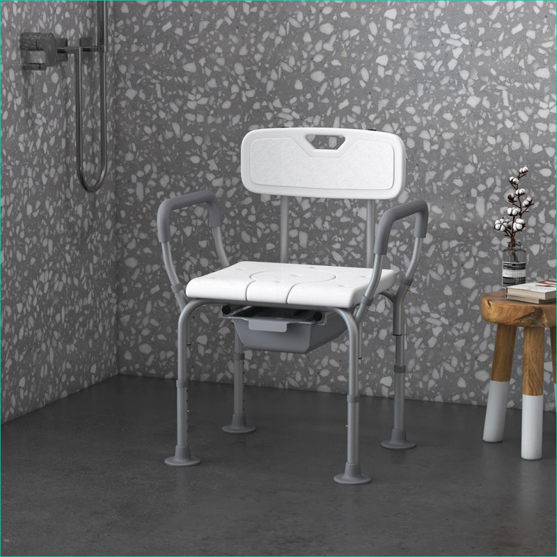 Sièges de chaise réglables 3-en-1 HOMcom, siège de toilette surélevé à hauteur réglable, pieds antidérapants pour les personnes âgées et amp; Désactivé, blanc cassé