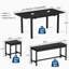Ensemble de table de salle à manger extensible 5 pièces, grand plateau en panneau de fibres à densité moyenne avec structure en métal, 6 à 8 places, bancs et chaises, peu encombrant-476240598