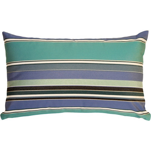 Sunbrella Fabric Dolce Oasis Blue Striped Indoor Outdoor Patio Garden Polyester Filled Lumbar Throw Pillow Pillow Decor