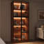Armoire de rangement moderne avec lumières à DEL, porte vitrée avec 5 tablettes pour objets de collection, livres, bouteilles de vin et objets de curiosité