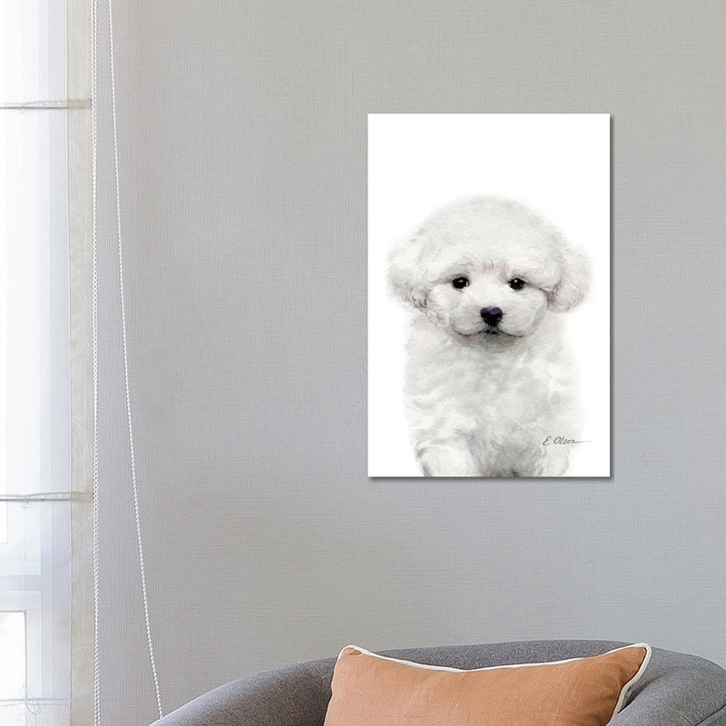 Bichon Frise Puppy by Watercolor Luv - Wrapped Canvas Painting, 66.04 cm H x 45.72 cm W