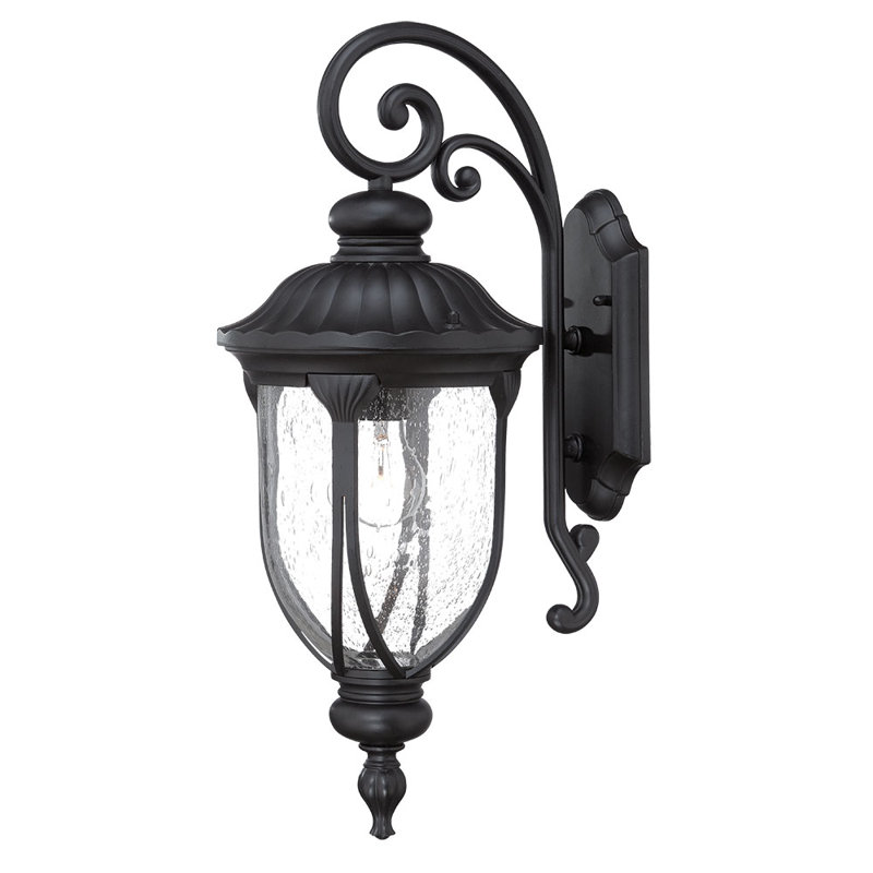 Lanterne murale d'extérieur à 1 ampoule Angie, H 16,5 po x l 6,75 po x P 9 po, Noir mat