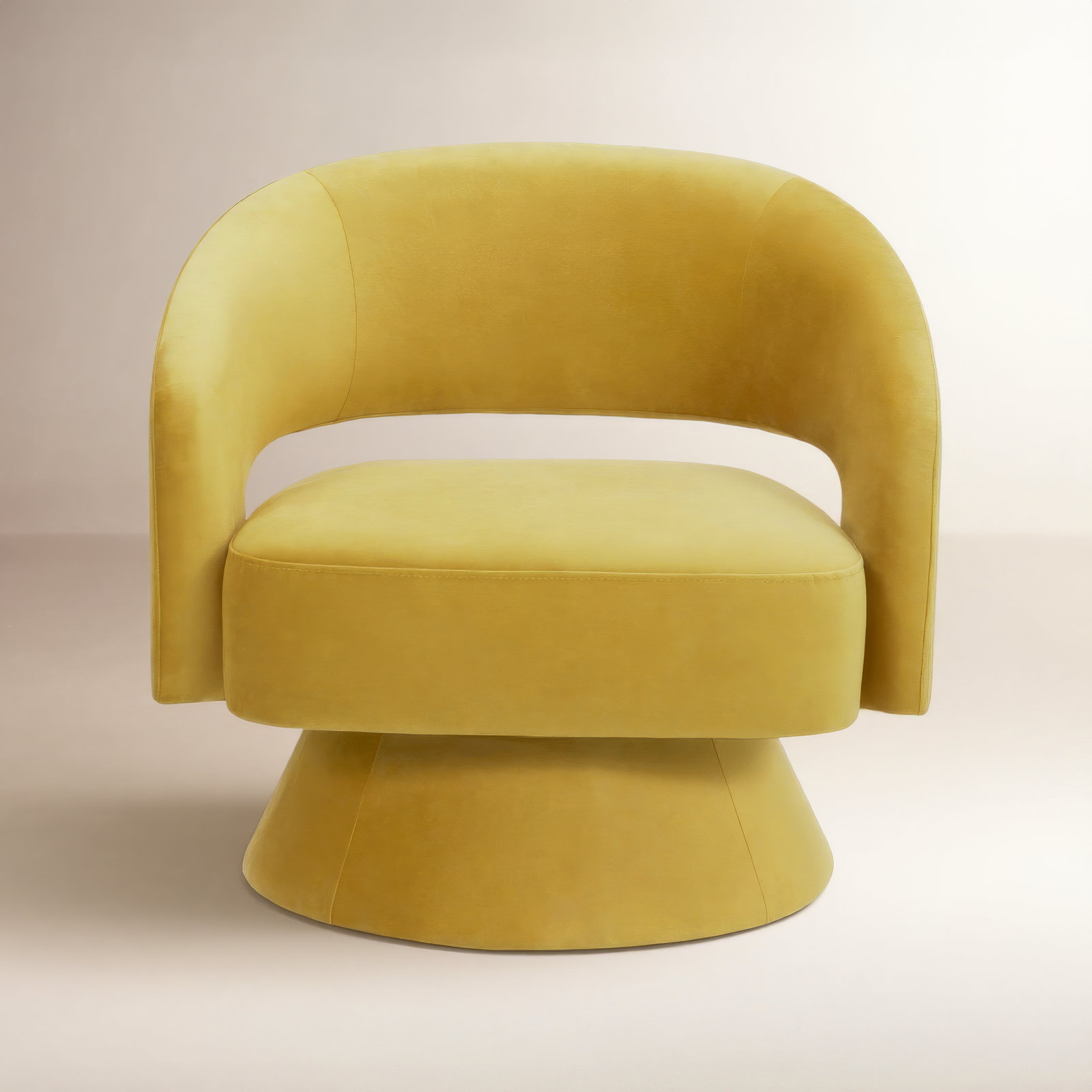 Bhupendra Swivel Accent Chair, Mustard Velvet