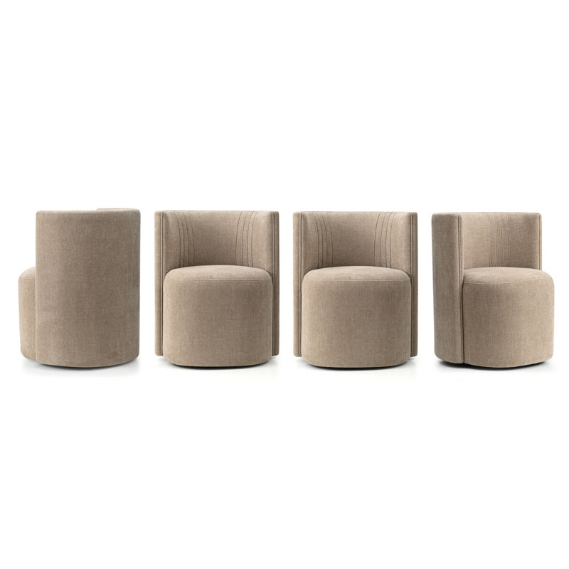 Chaises de salle à manger rembourrées avec roulettes cachées, Kaki